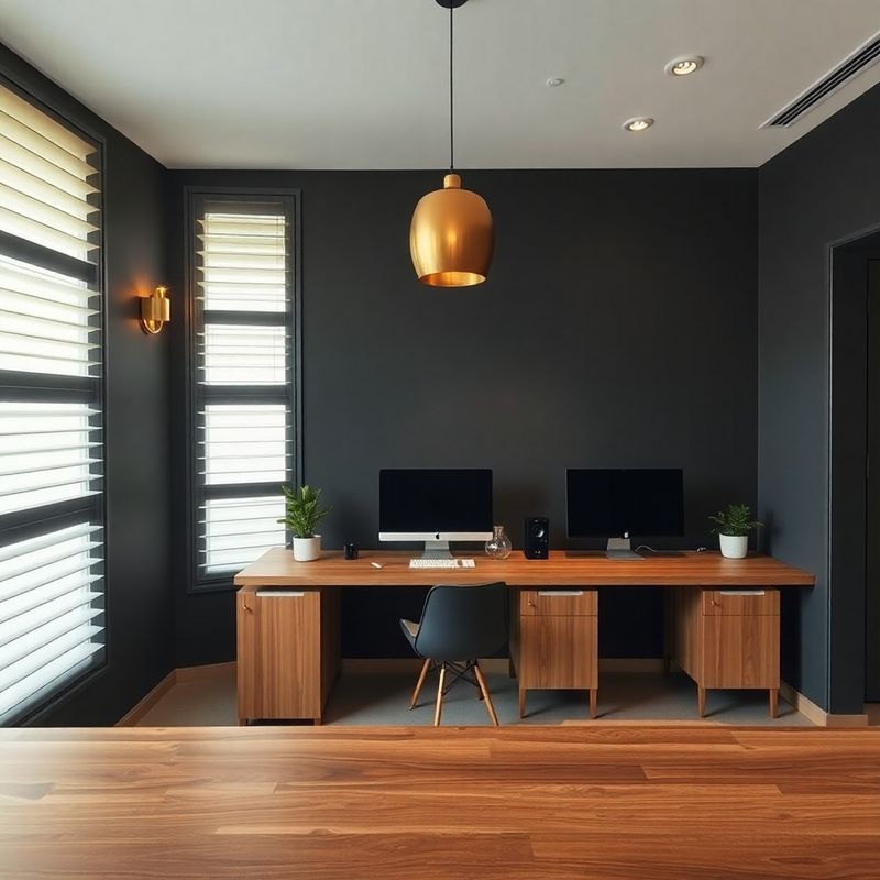 Charcoal walls and gold accent lighting inside The Atelier's Phuket studio
